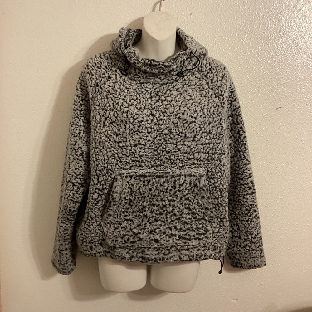 PINK Victoria's Secret Black and White Textured  Pullover Hoodie Sweater